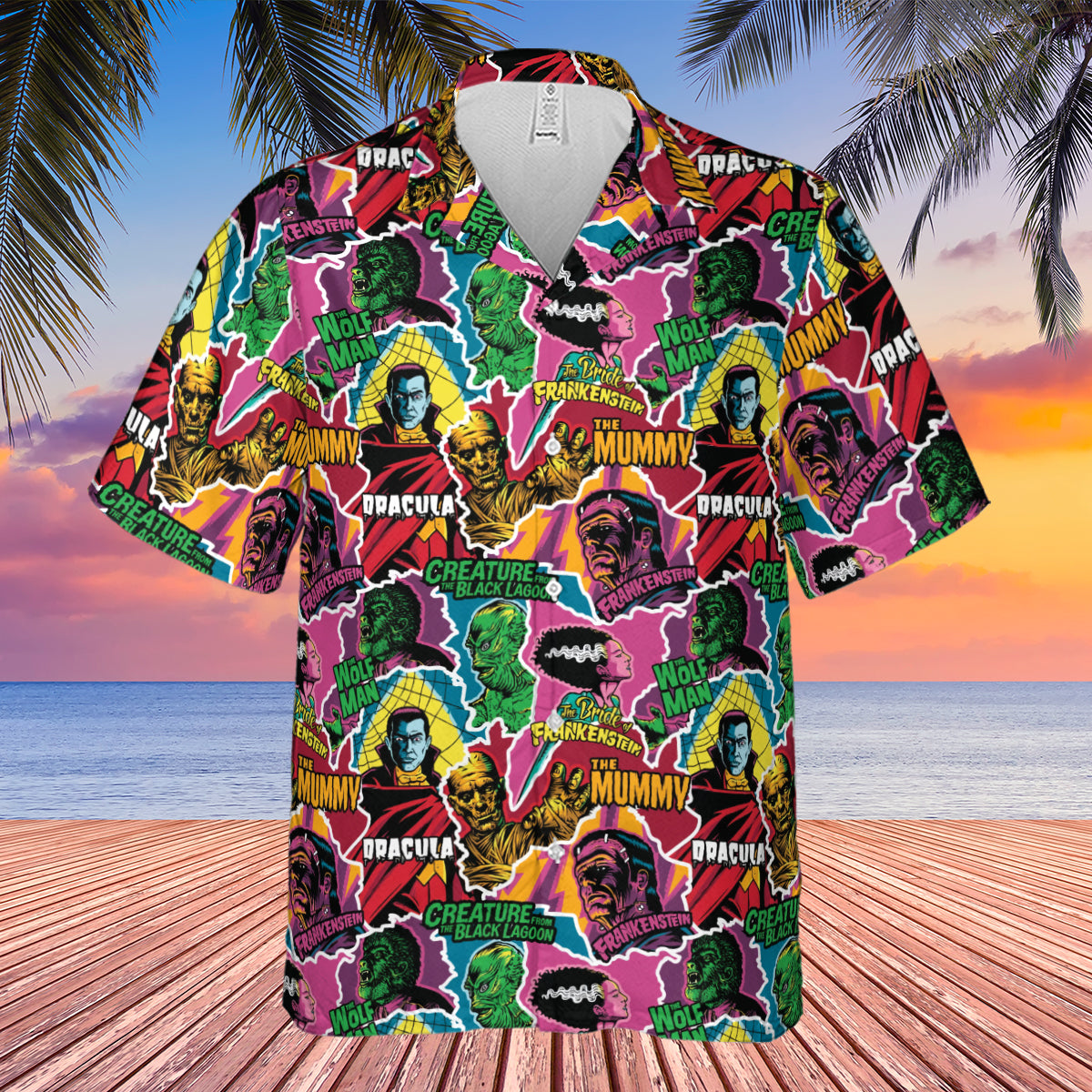 Monsters Pop Collage Universal Monsters Hawaiian Shirt