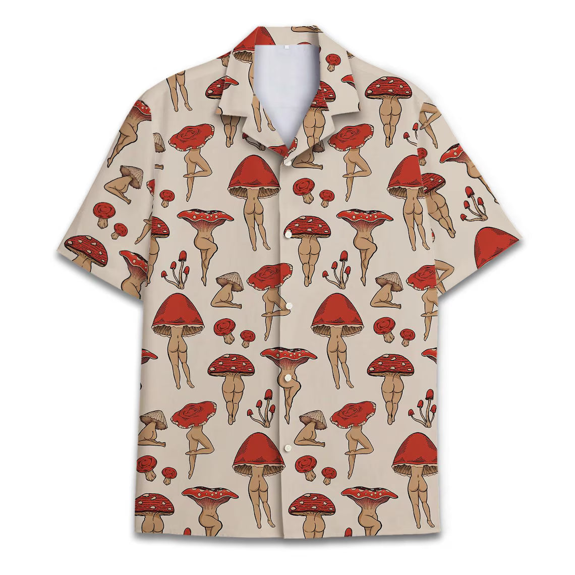 Mushroom Hawaiian Shirt for Men, Funny Novelty Print