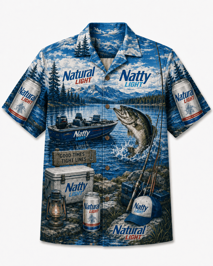 Natty Light Fishing Adventure Hawaiian Shirt