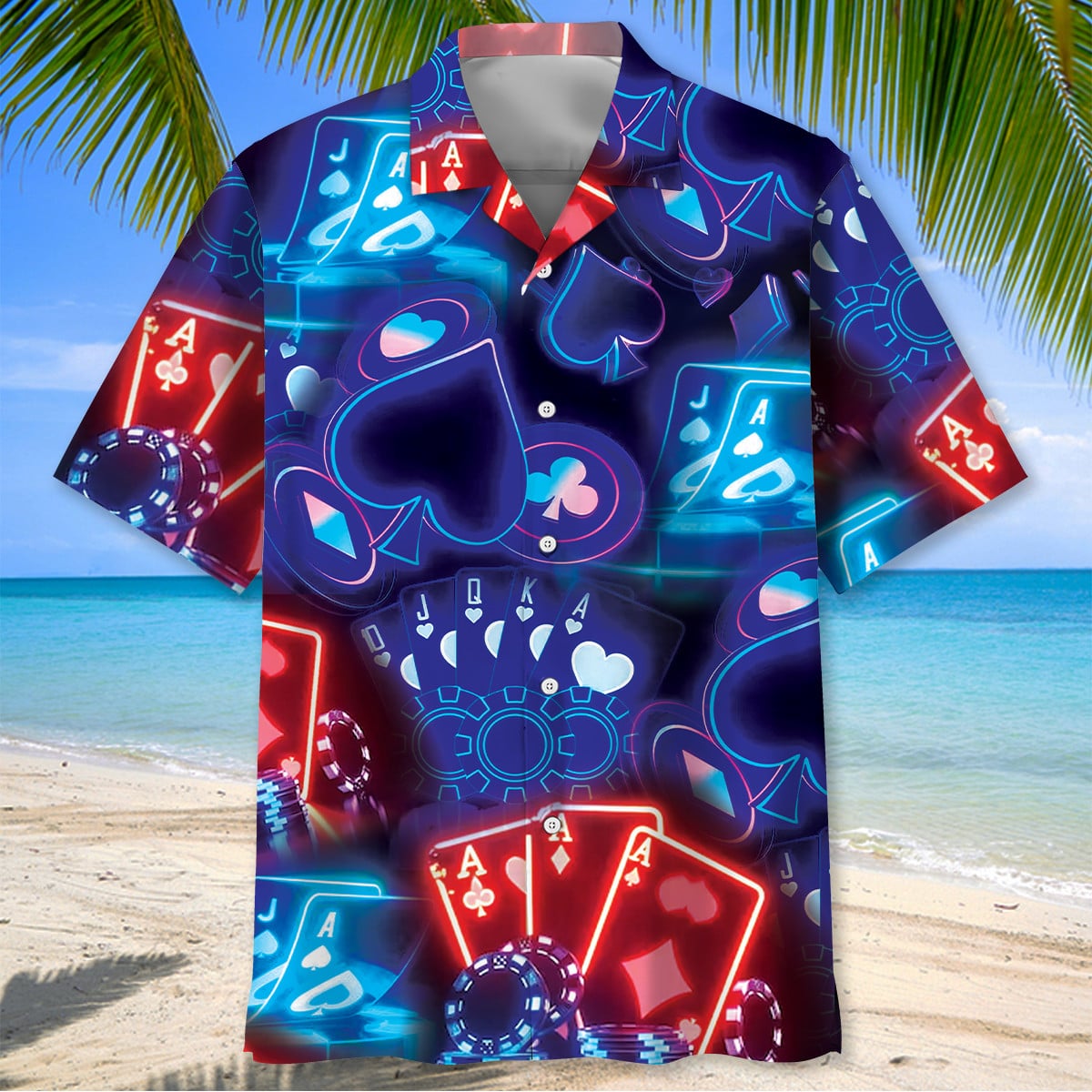 Neon Poker Night Hawaiian Shirt