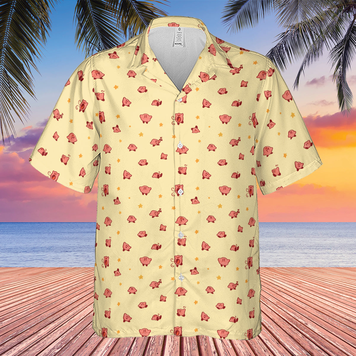 Nintendo Kirby Pattern Hawaiian Shirt