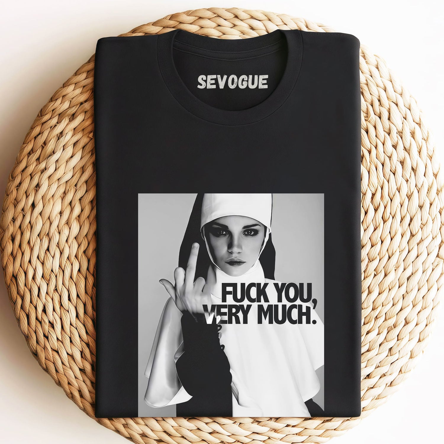 Nun Gives Middle Finger Unisex Tee, Sweatshirt & Hoodie