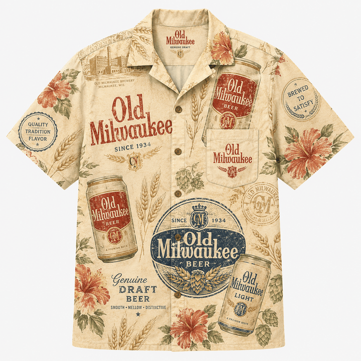 Old Milwaukee Genuine Draft Vintage Hawaiian Shirt