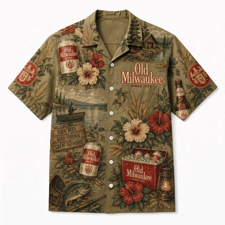 Old Milwaukee Great Outdoors Hawaiian Shirt