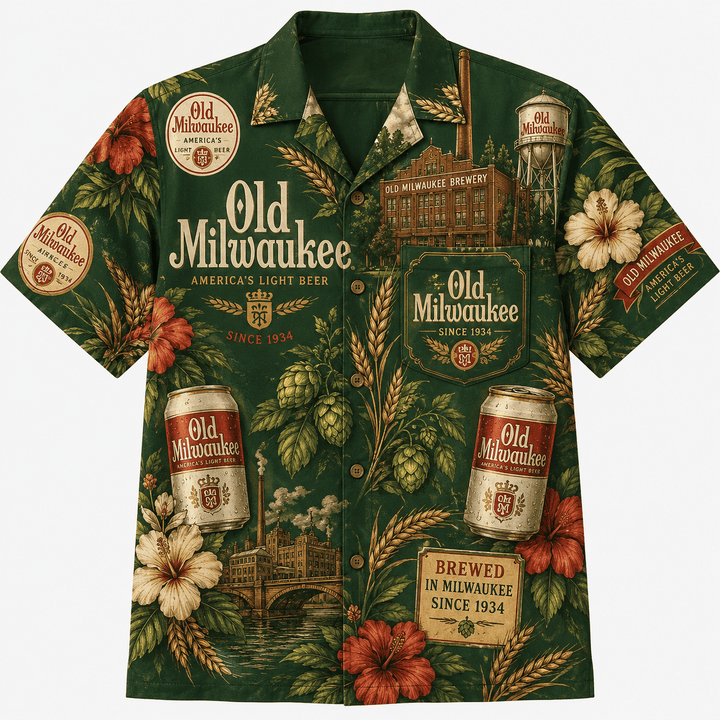 Old Milwaukee Green Brewery Hawaiian Shirt