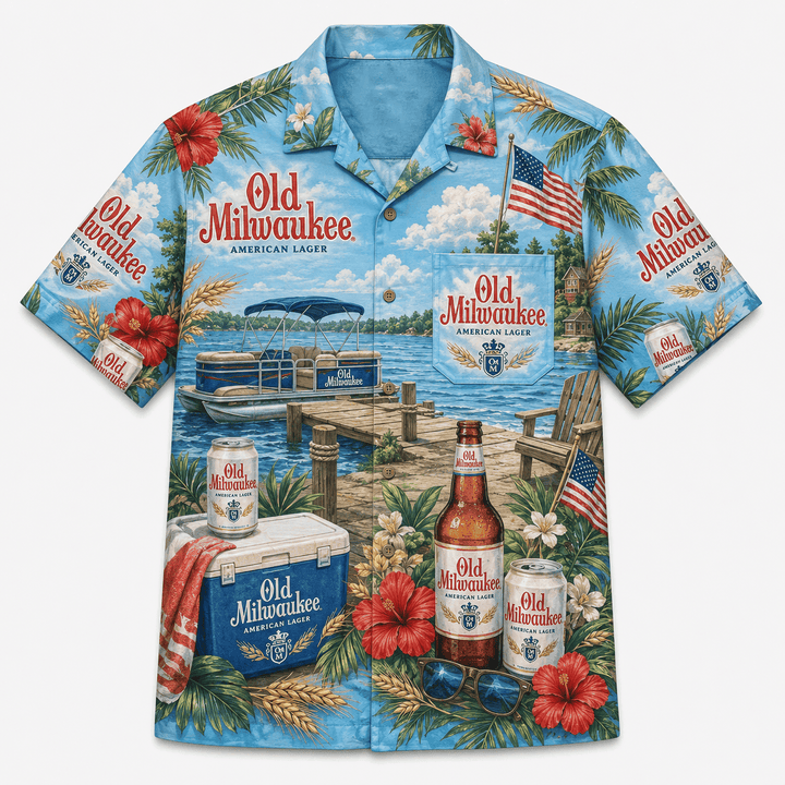 Old Milwaukee Lake Dock Hawaiian Shirt