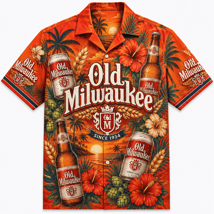 Old Milwaukee Sunset Beach Hawaiian Shirt