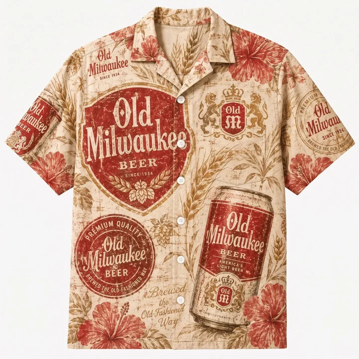 Old Milwaukee Vintage Cream Hawaiian Shirt