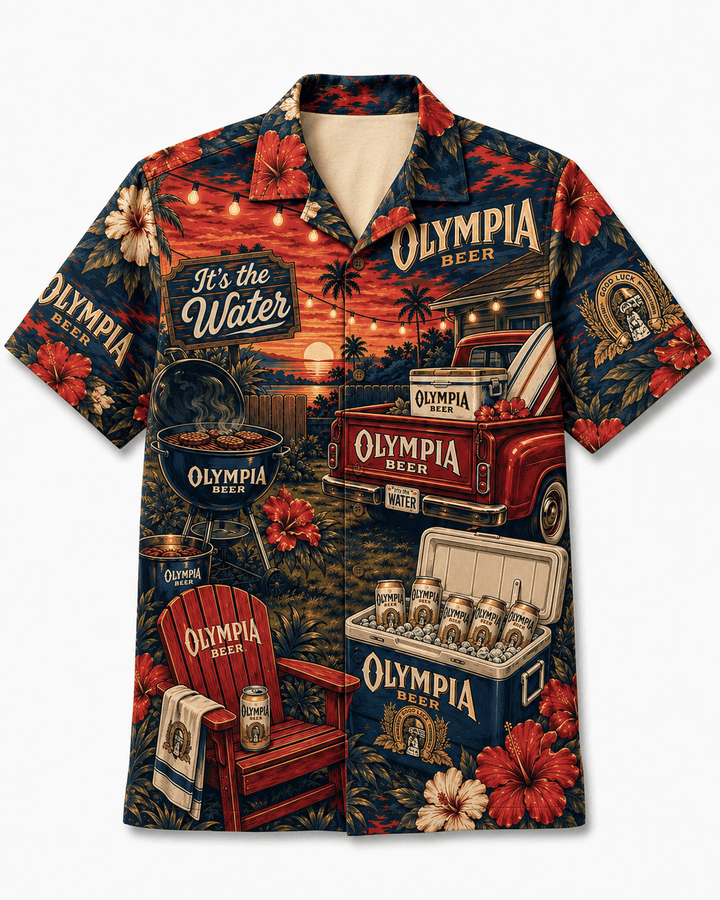 Olympia Beer Backyard BBQ Hawaiian Shirt