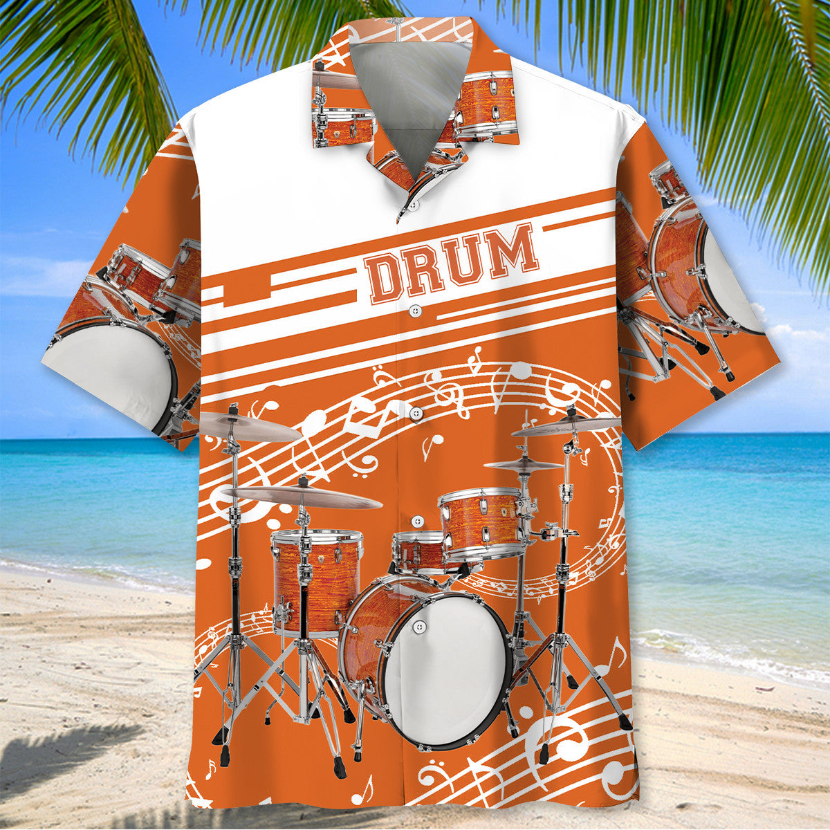 Orange Drum Set Hawaiian Shirt
