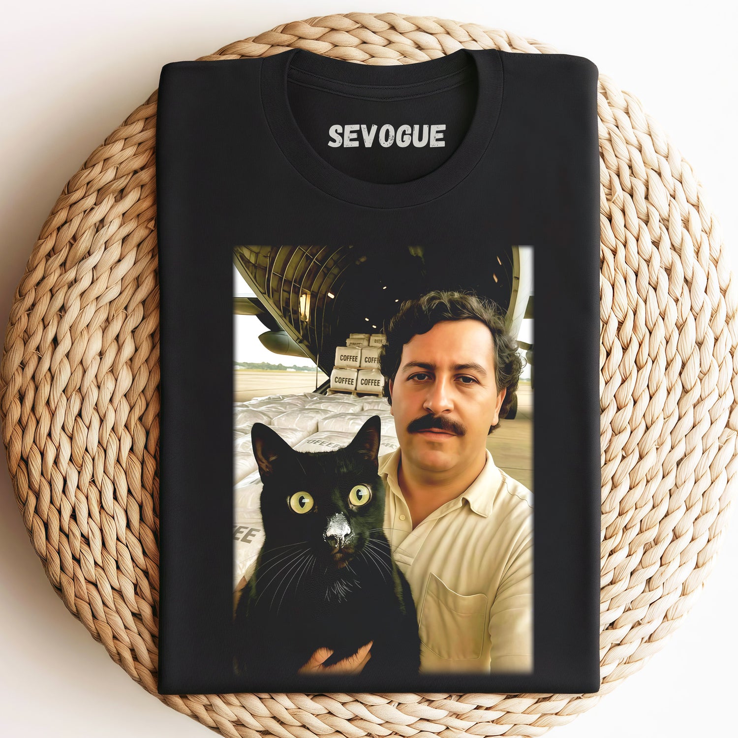 Pablo And His Cat With White Powder On Its Face Unisex Tee, Sweatshirt & Hoodi
