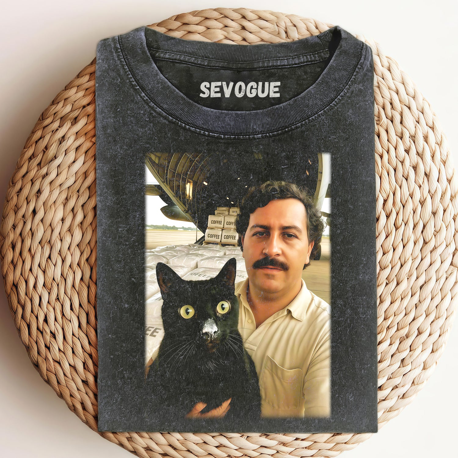 Pablo And His Cat With White Powder On Its Face Unisex Tee, Sweatshirt & Hoodi