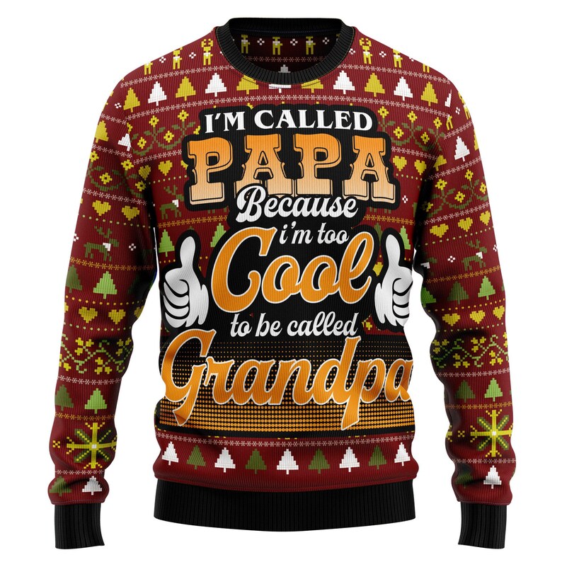 Papa Too Cool For Grandpa Ugly Sweater