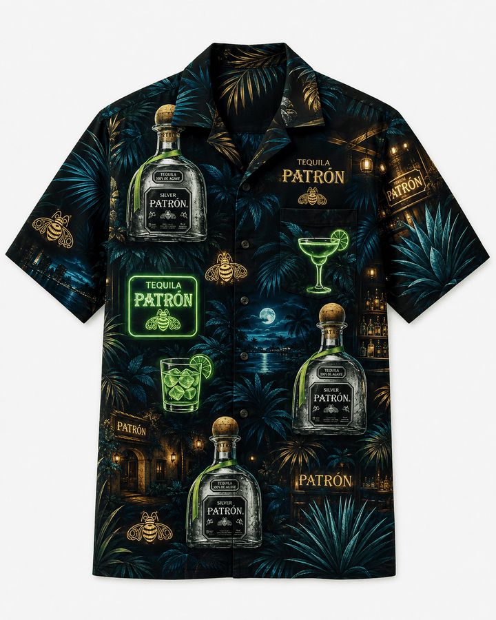 Patrón Midnight Tequila Nights Hawaiian Shirt