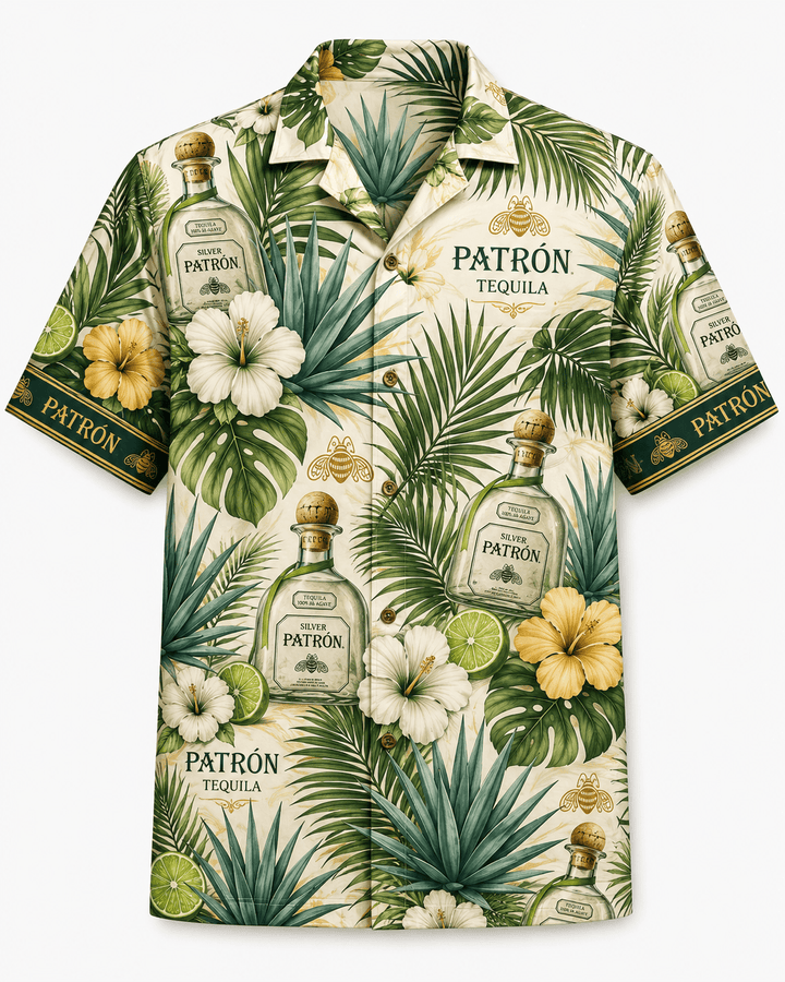 Patrón Silver Tropical Agave Hawaiian Shirt