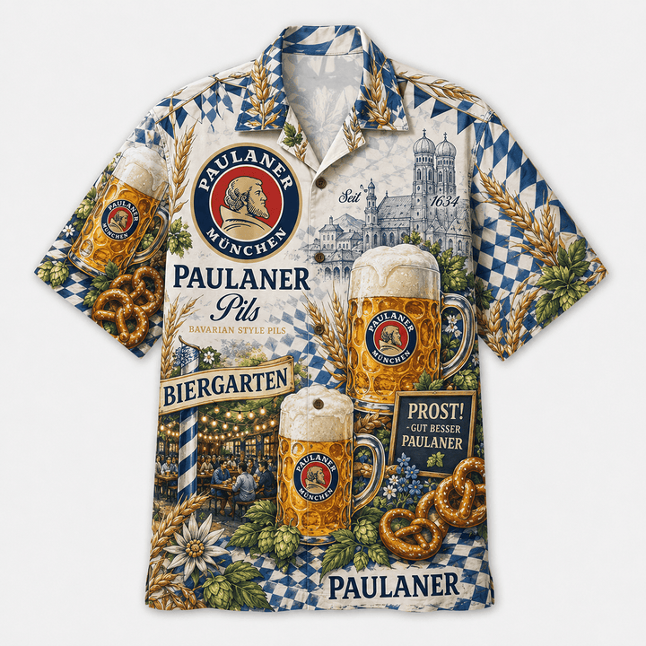 Paulaner München Biergarten-Hawaiihemd Hawaiian Shirt