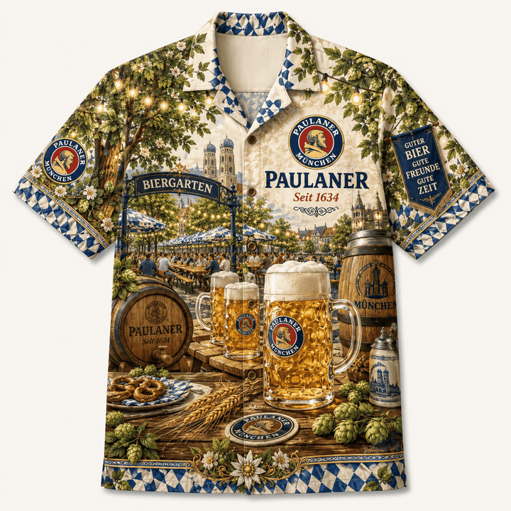 Paulaner Münchner Biergarten-Hawaiihemd Hawaiian Shirt
