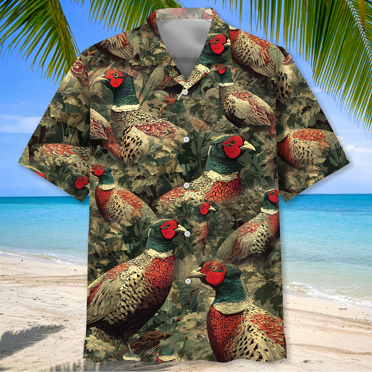 Pheasant Hunting Camouflage Hawaiian Shirt
