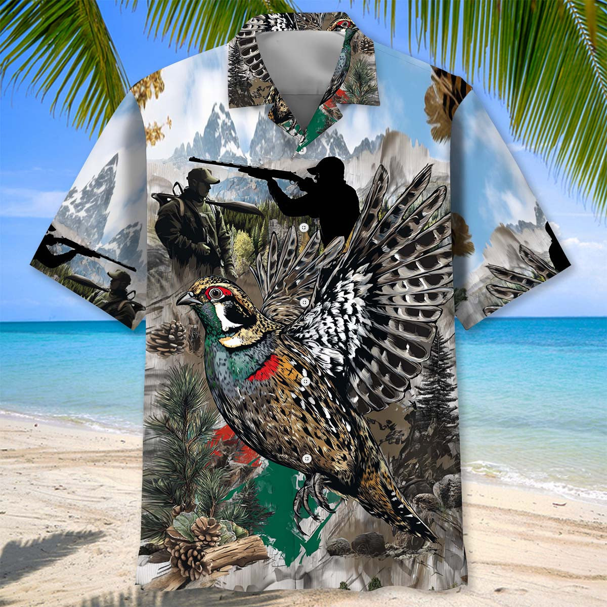 Quail Bird And Hunter In The Wild Hawaiian Shirt
