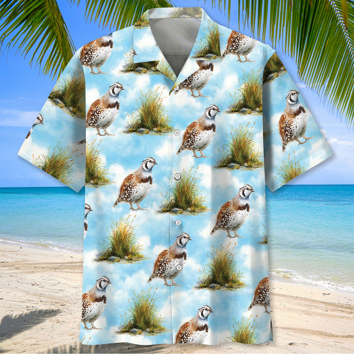 Quail Birds Watercolor Vintage Art Hawaiian Shirt