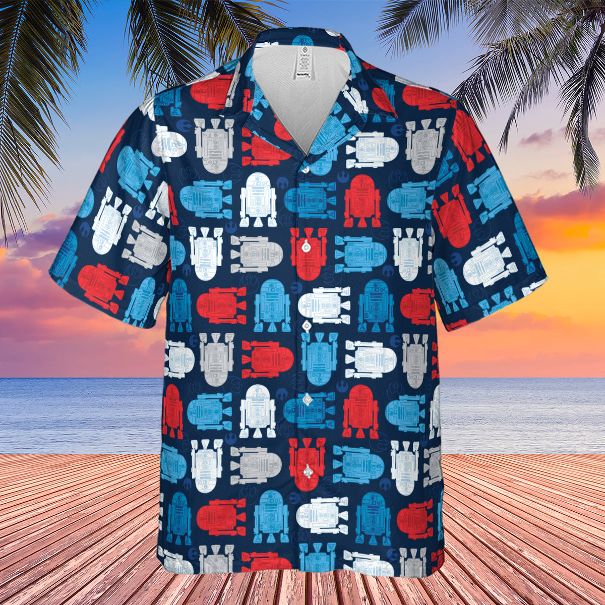R2-D2 Star Wars 4th of July Pattern Hawaiian Shirt