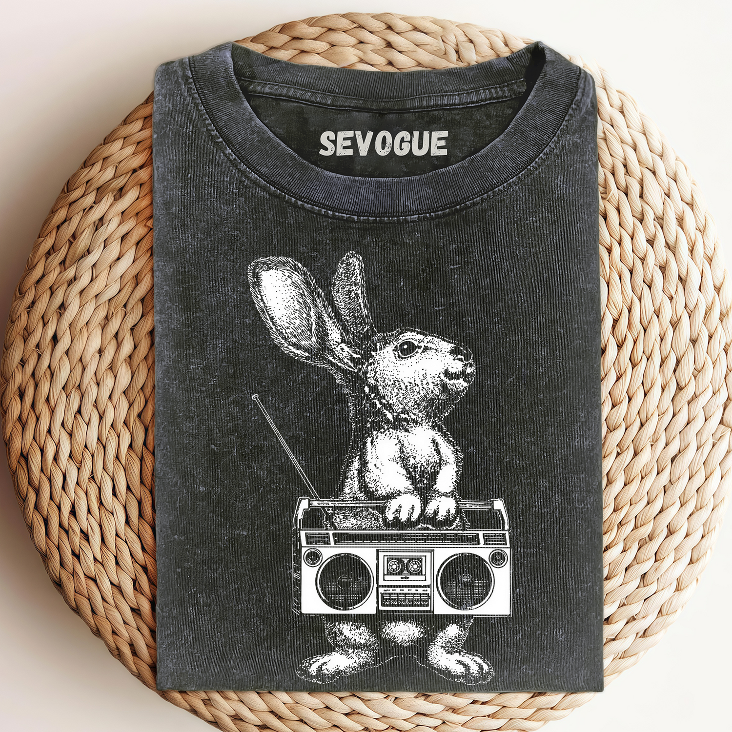 Rabbit With Vintage Boom Box Radio Unisex Tee, Sweatshirt & Hoodie