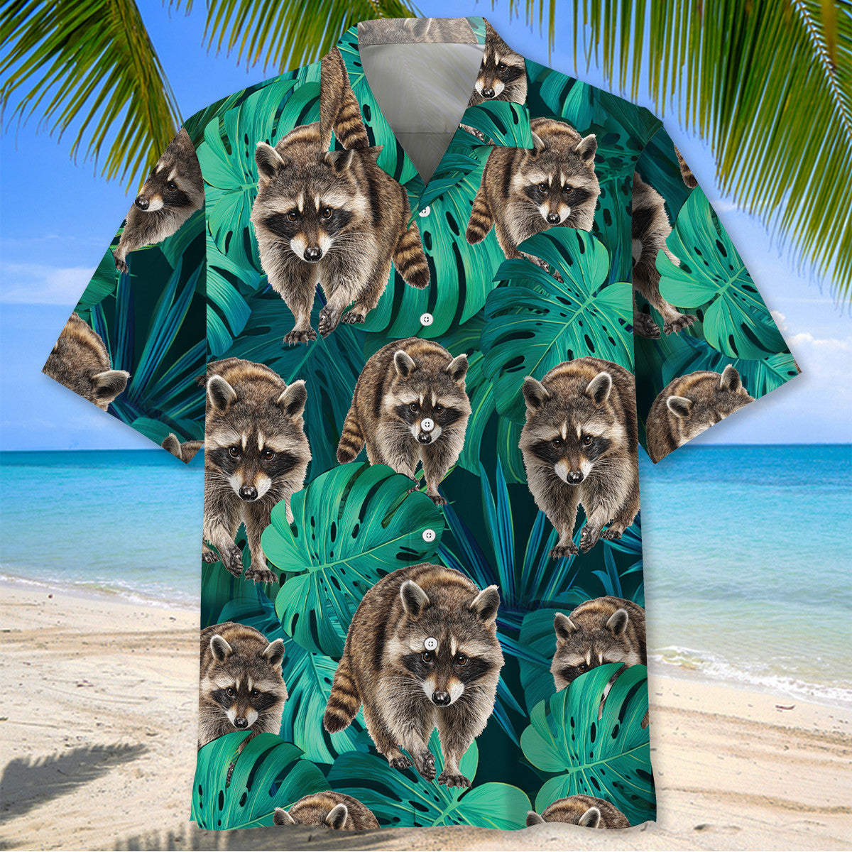Raccoon Monstera Hawaiian Shirt