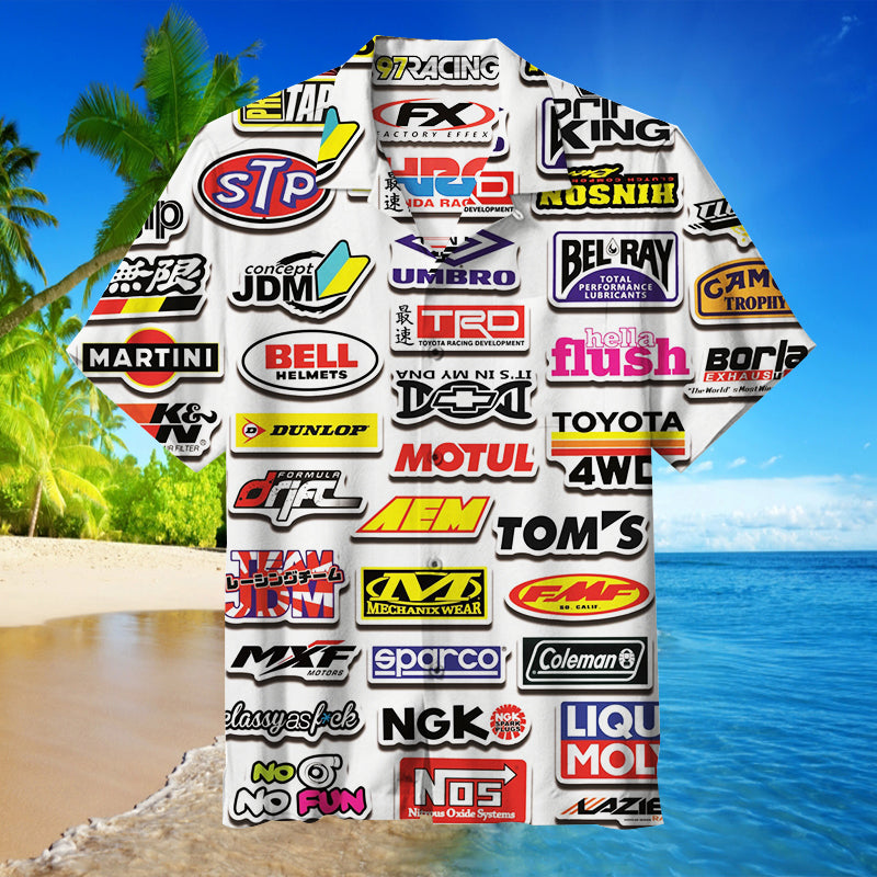 Racing Car Labeling Hawaiian Shirt