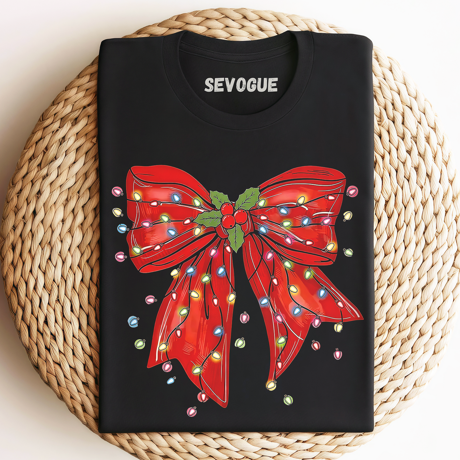 Red Bow Christmas Lights Coquette Unisex Tee, Sweatshirt & Hoodie