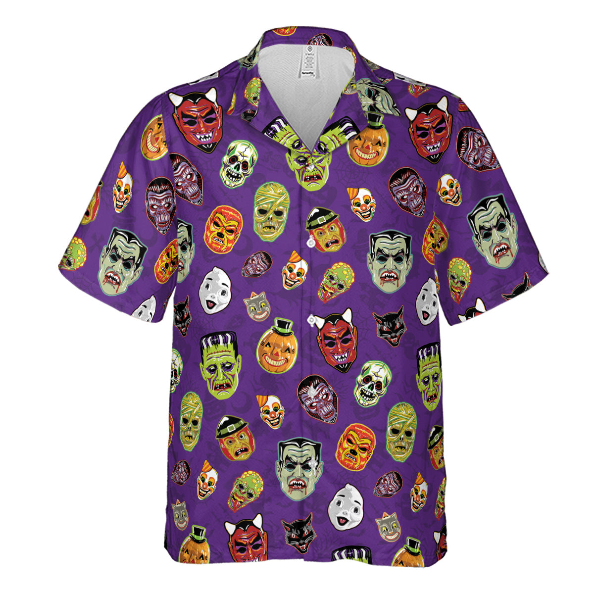 Retro Halloween Masks Hawaiian Shirt