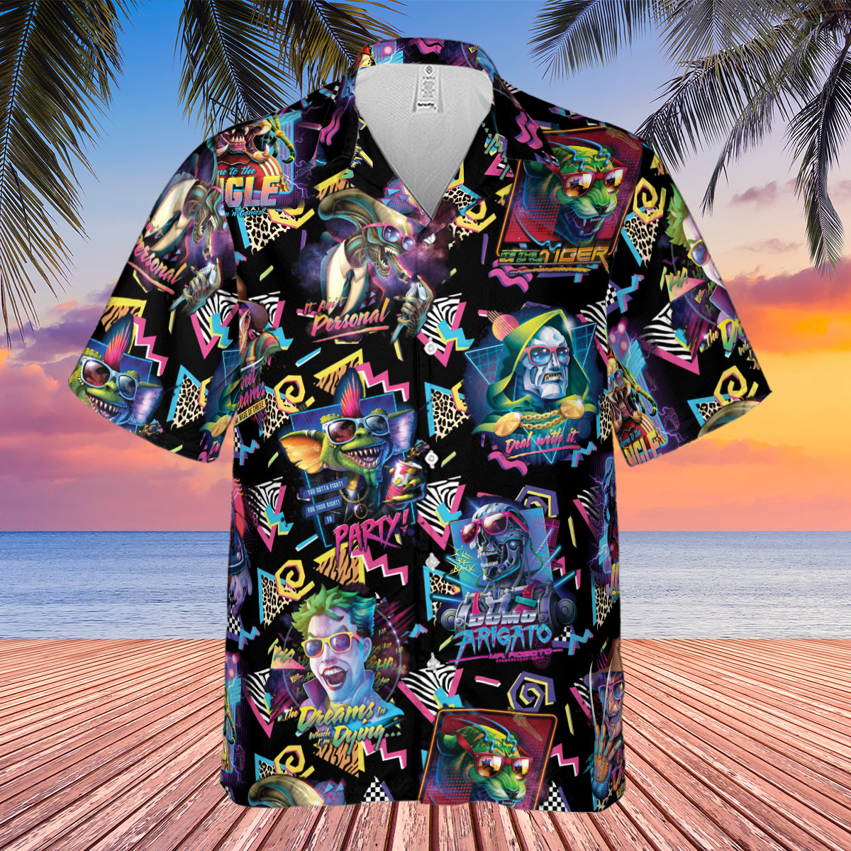 Retro Horror Characters Halloween Hawaiian Shirt