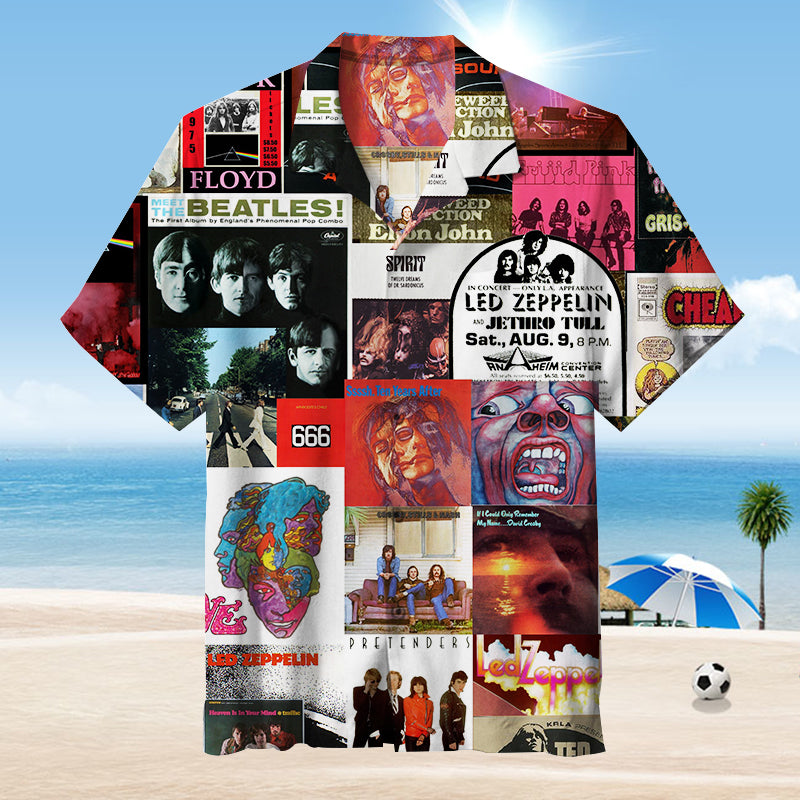 Rock Poster Collage Unisex Hawaiian Shirt