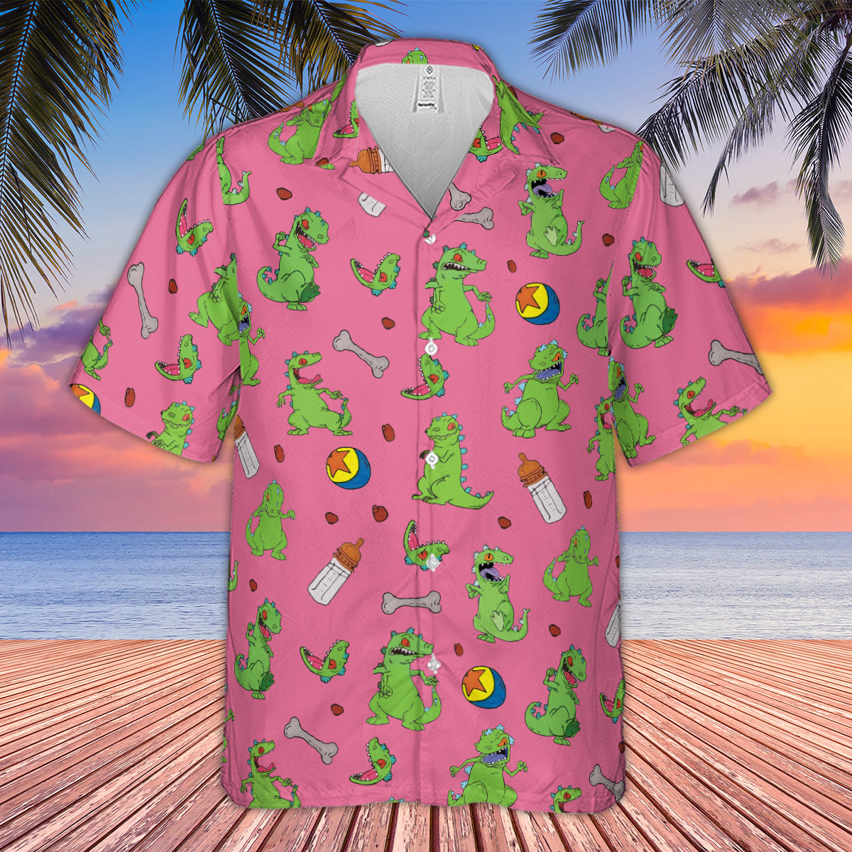 Rugrats Reptar Pattern Hawaiian Shirt