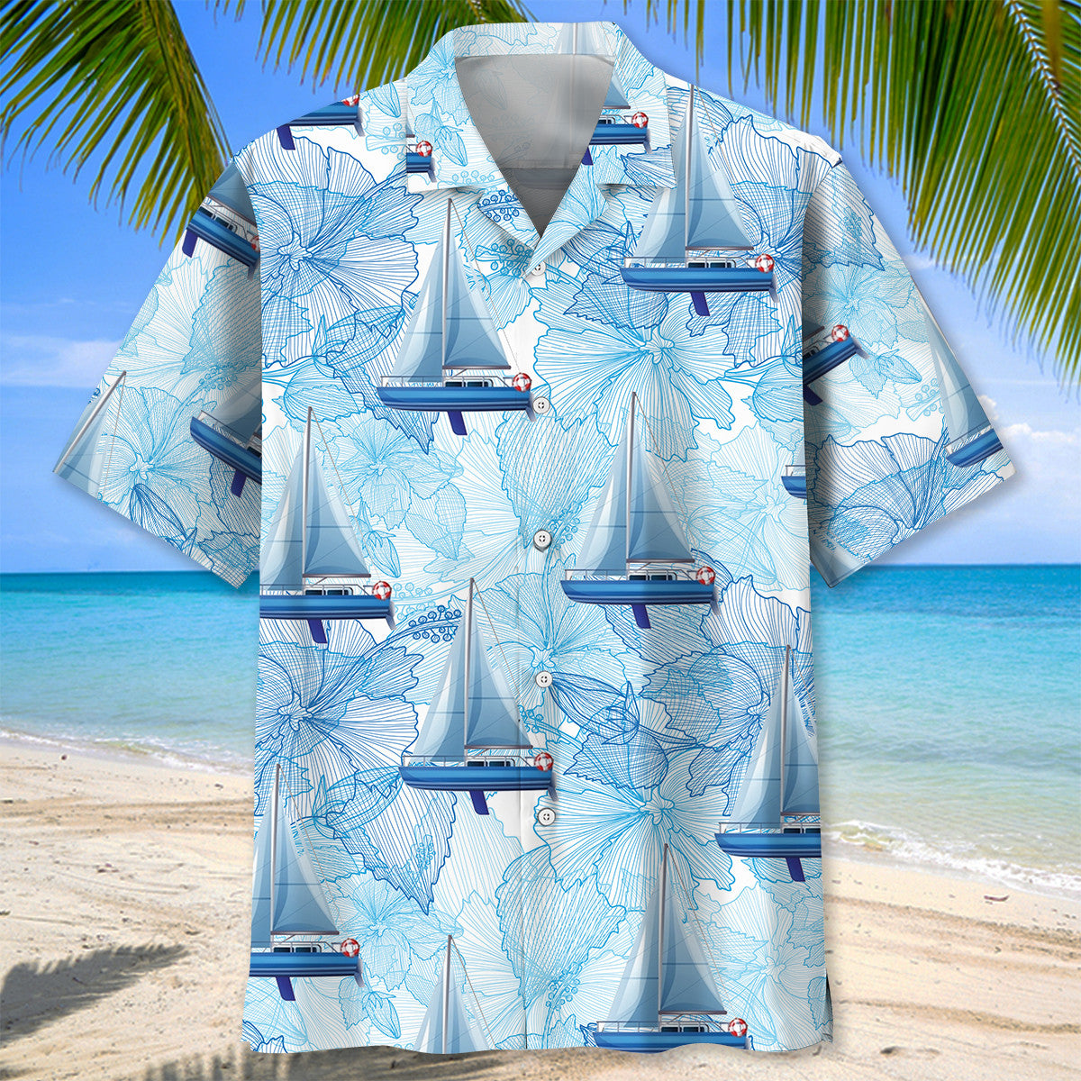 Sailboat Classic Hibiscus Hawaiian Shirt