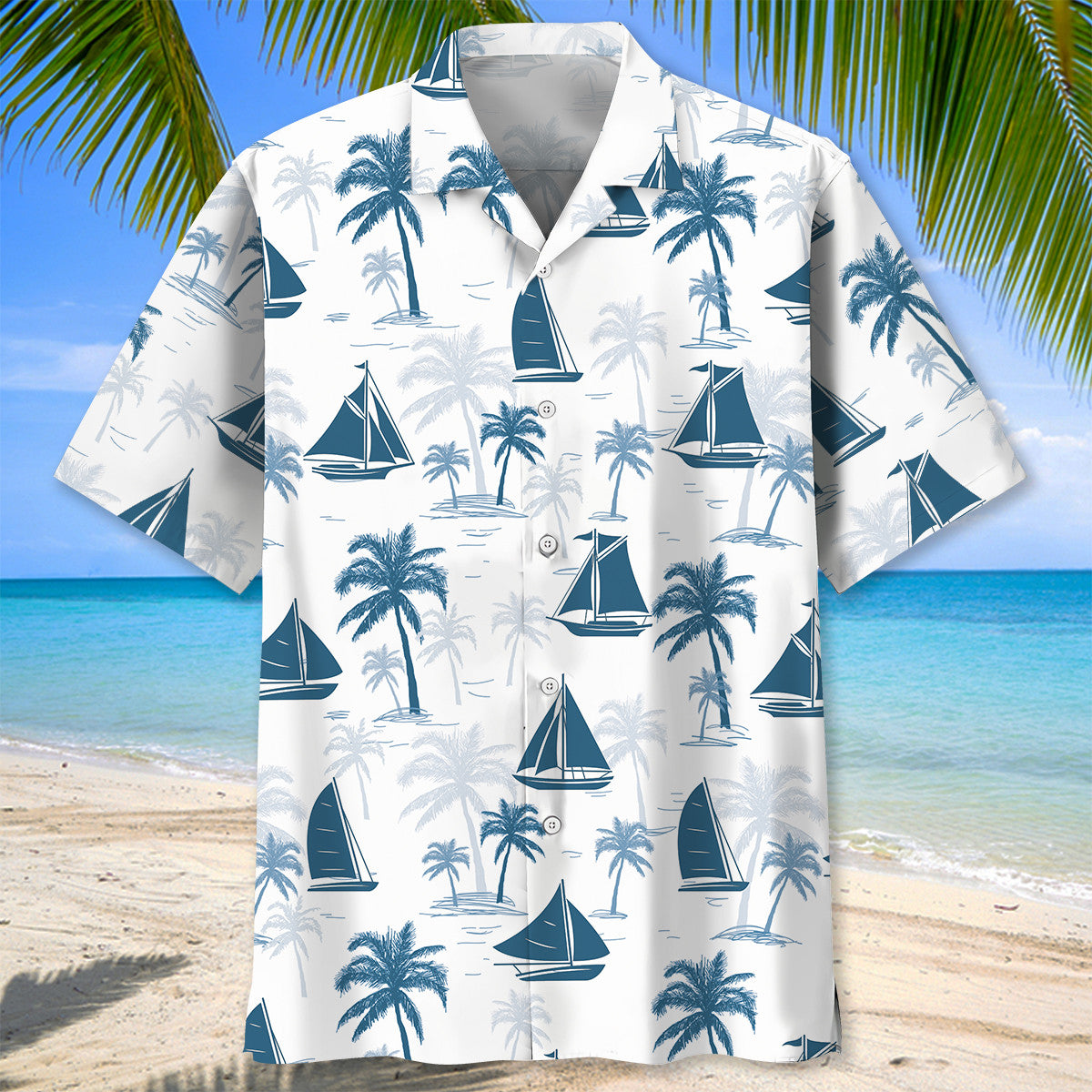 Sailboat Palm Tree Hawaiian Shirt