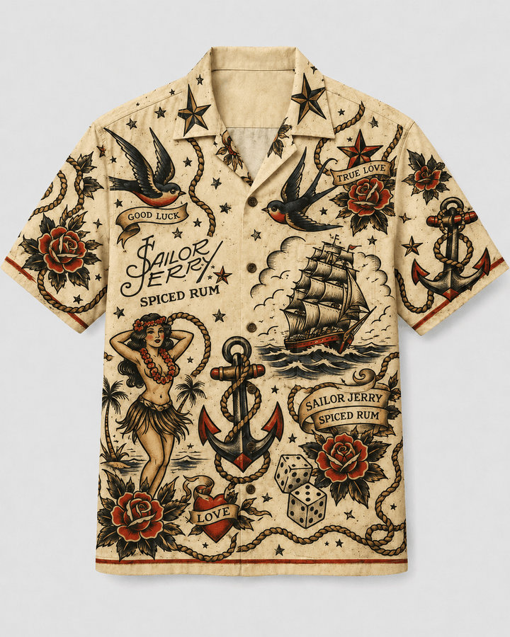 Sailor Jerry Old School Tattoo Hawaiian Shirt