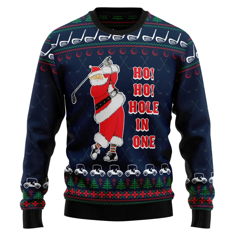 Santa Golf Christmas Ugly Sweater