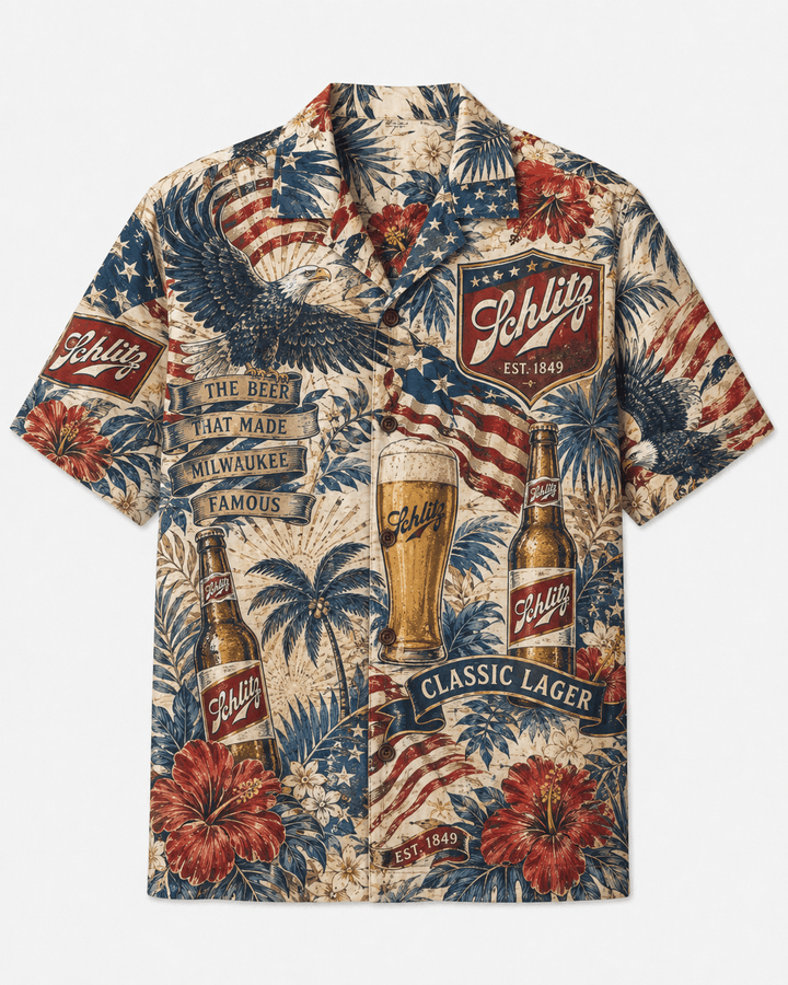 Schlitz American Classic Lager Hawaiian Shirt