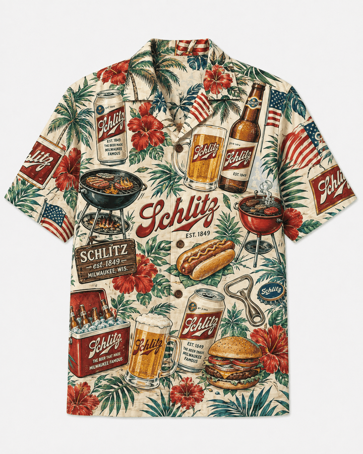Schlitz Backyard BBQ Hawaiian Shirt