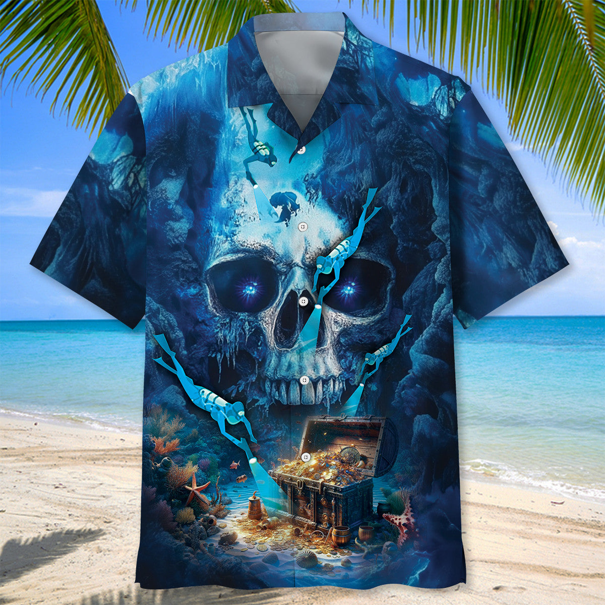 Scuba Diving Skull Cave Hawaiian Shirt