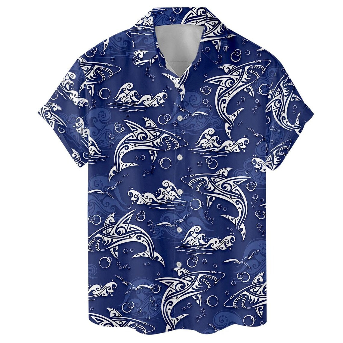 Shark Hawaiian Shirt: Retro Surfing Print, Blue Ocean Tropical Shirt