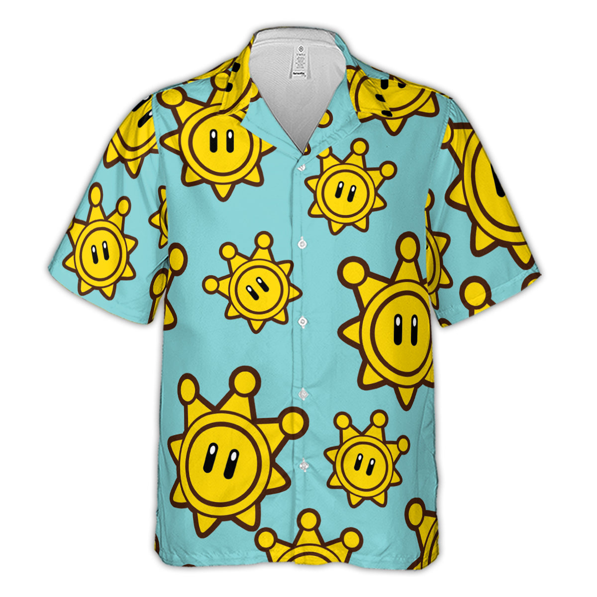 Shine Sprite Super Mario Button Up Hawaiian Shirt