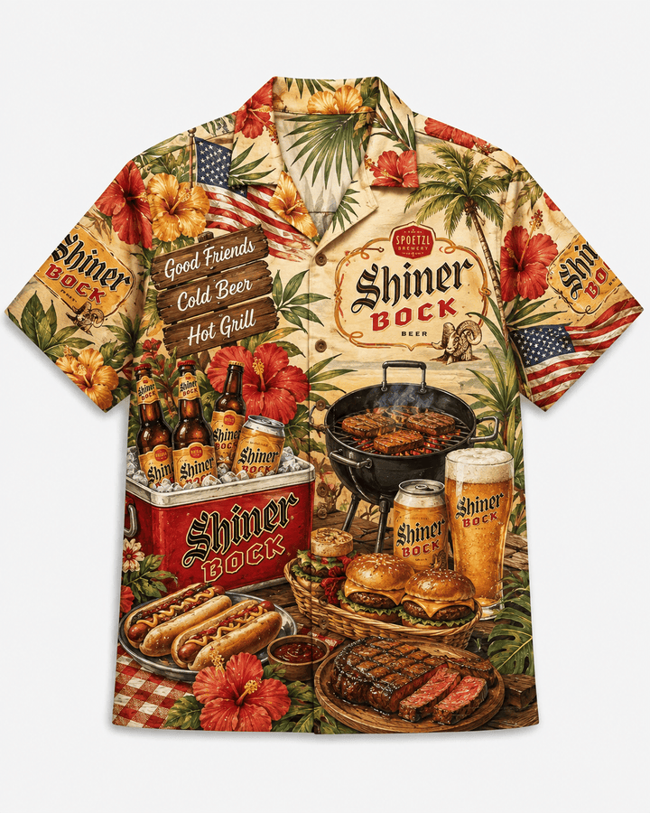 Shiner Bock Backyard BBQ Hawaiian Shirt