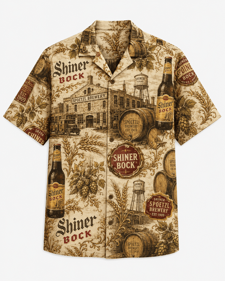 Shiner Bock Spoetzl Brewery Heritage Hawaiian Shirt