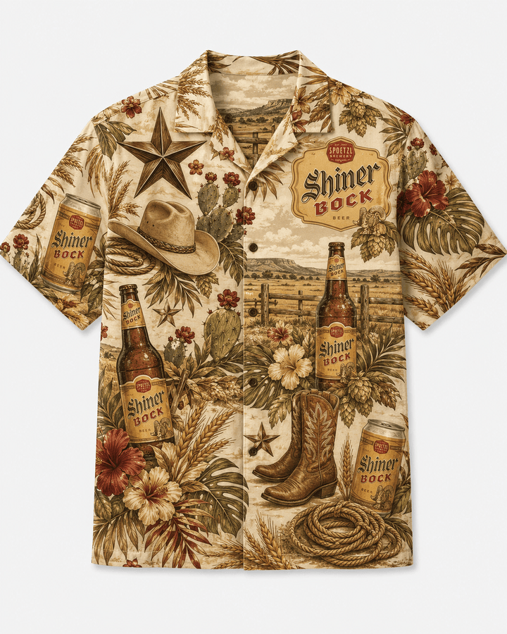 Shiner Bock Texas Western Heritage Hawaiian Shirt