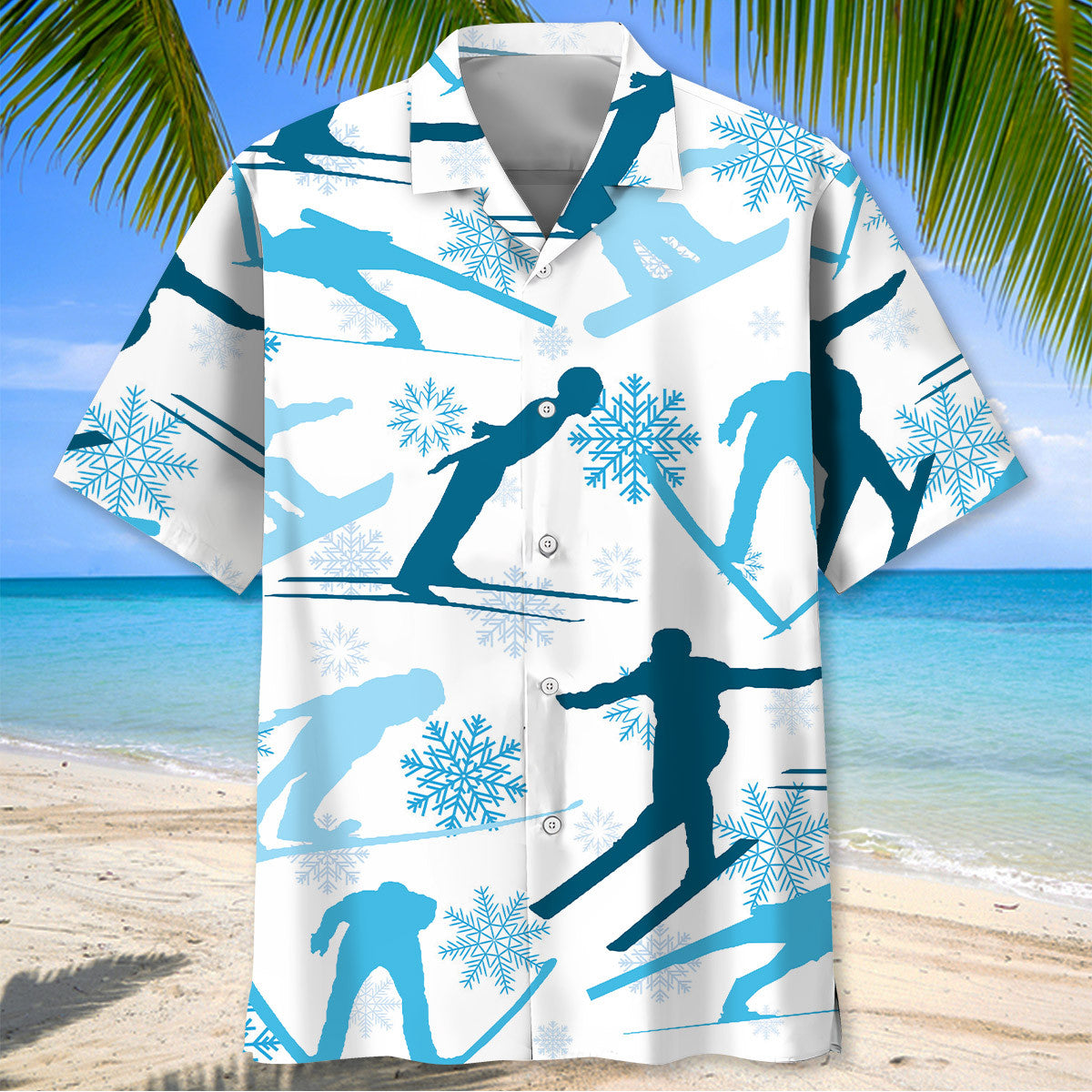 Ski Blue Snowflakes Hawaiian Shirt