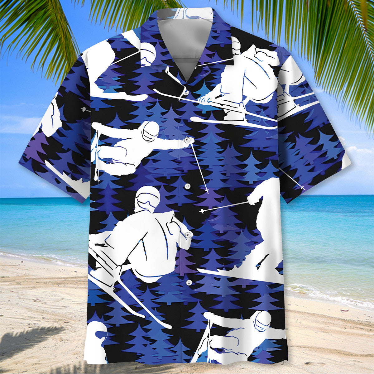 Ski Pine Trees Purple Hawaiian Shirt