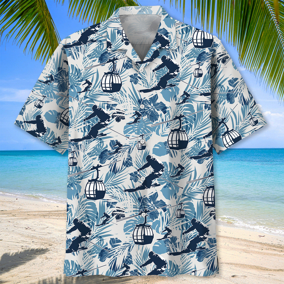 Skiing Hibiscus Hawaiian Shirt
