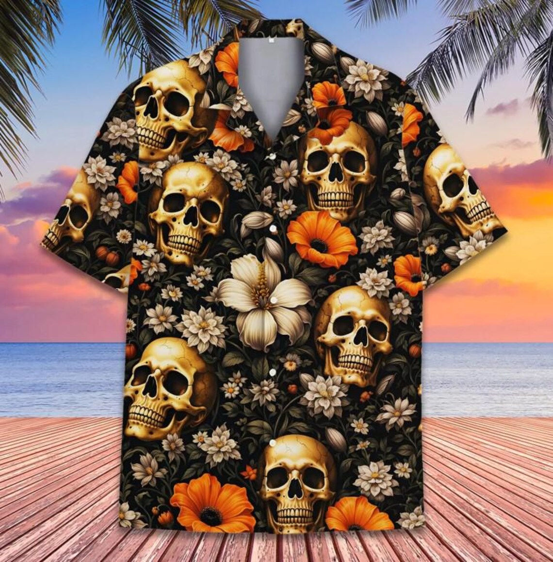 Skull Floral Hawaiian Shirt