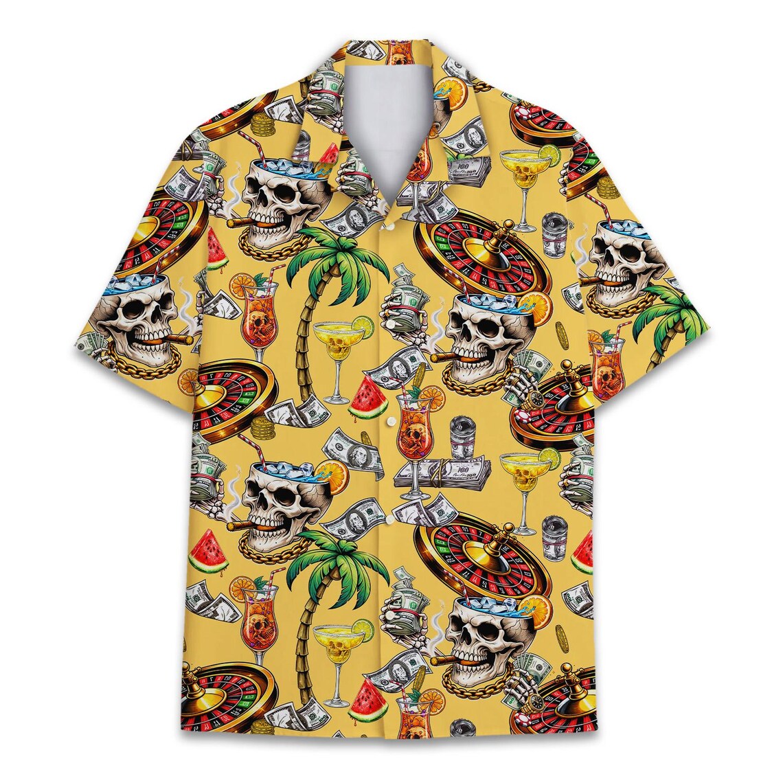 Skull and Money Hawaiian Shirt